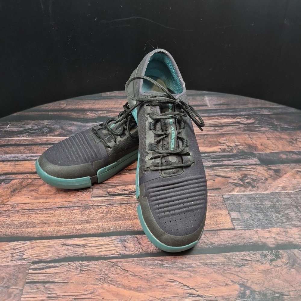 Under Armour TriBase‎ Reign Training Shoes Men's 12 Black Teal 3021289-001 Gym